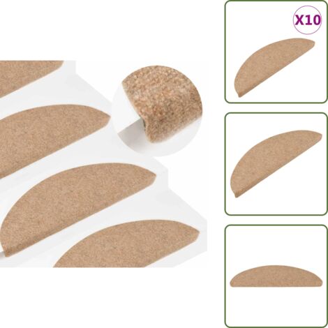 The Living Store Tappetini Autoadesivi per Scale 10pz Beige 56x17x3 cm - Tappetini autoadesivi
