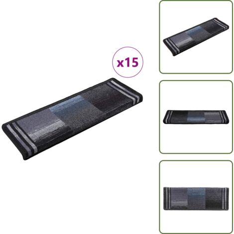 The Living Store Tappetini Autoadesivi per Scale 15 pz 65x21x4 cm Neri e Grigi - Tappetini autoadesivi