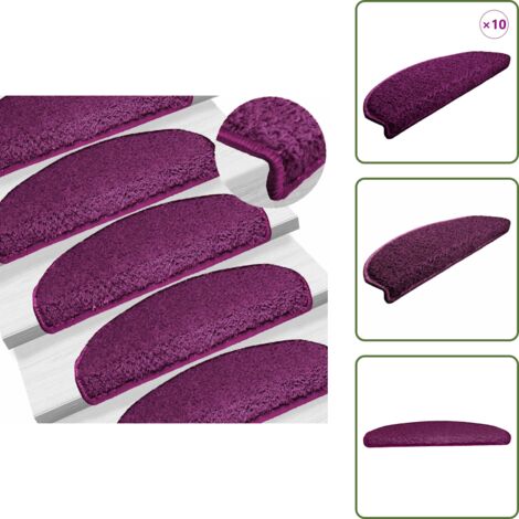 The Living Store Tappetini per scale 10 pz 65x21x4 cm Viola Semicircolari Grandi - Tappetini per scale viola