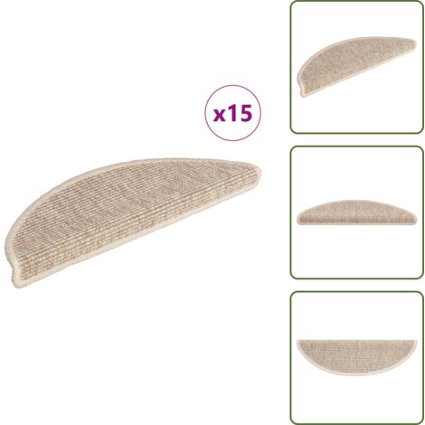 The Living Store Tappetini per scale 15 pz 56x17x3 cm Beige chiaro Semicircolari - Tappetini antiscivolo