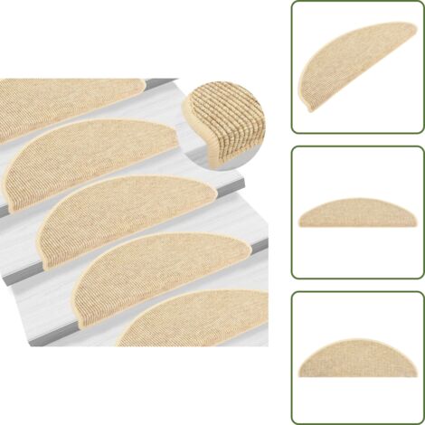 The Living Store Tappetini per scale 15 pz 65x21x4 cm Beige chiaro Semicircolari Grandi - Tappetini antiscivolo