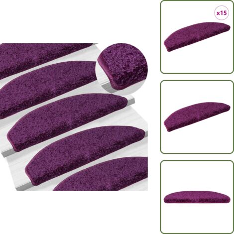 The Living Store Tappetini per scale 15 pz 65x21x4 cm Viola Semicircolari Grandi - Tappetini antiscivolo