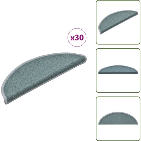 The Living Store Tappetini per scale 30 pz 56x17x3 cm Blu mare Semicircolari - Tappetini antiscivolo