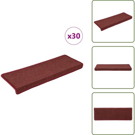 The Living Store Tappetini per scale 30 pz 65x21x4 cm Bordeaux bordo rettangolare - Tappetini antiscivolo