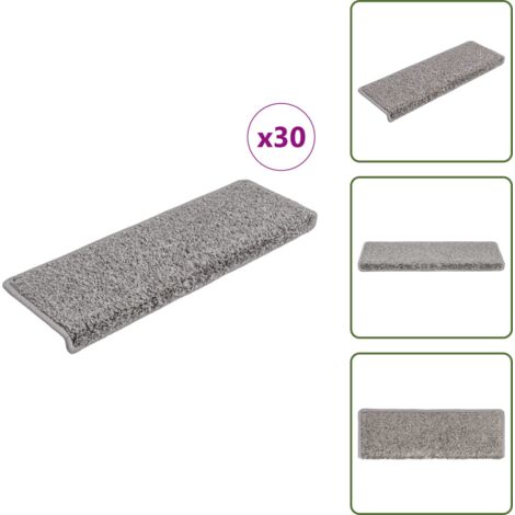 The Living Store Tappetini per scale 30 pz 65x21x4 cm Grigio Bordo rettangolare - Tappetini antiscivolo