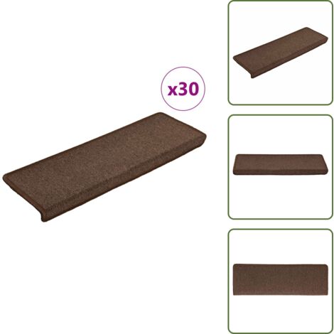 The Living Store Tappetini per scale 30 pz 65x21x4 cm Marrone caffè Bordo rettangolare - Tappetini antiscivolo