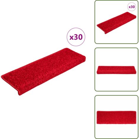 The Living Store Tappetini per scale 30 pz 65x21x4 cm Rosso Bordo rettangolare - Tappetini antiscivolo