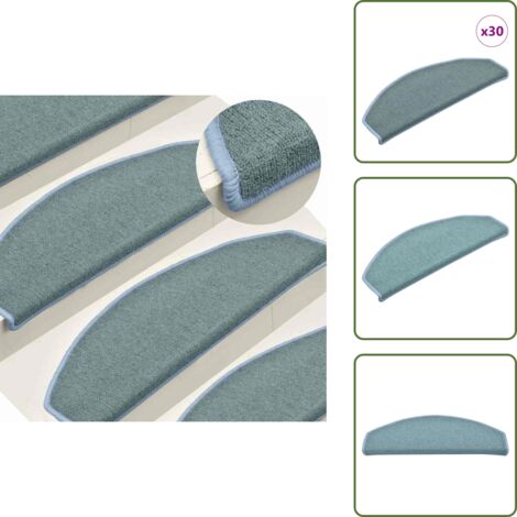 The Living Store Tappetini per scale 30 pz 65x24x4 cm Blu mare Semicircolari Grandi - Tappetini antiscivolo