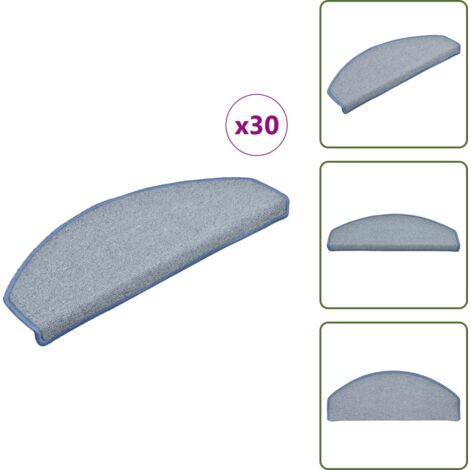 The Living Store Tappetini per scale 30 pz 65x24x4 cm Grigio chiaro e blu Semicircolari Grandi - Tappetini antiscivolo