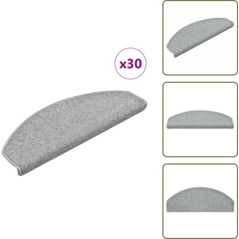 The Living Store Tappetini per scale 30 pz 65x24x4 cm Grigio chiaro Semicircolari Grandi - Tappetini antiscivolo