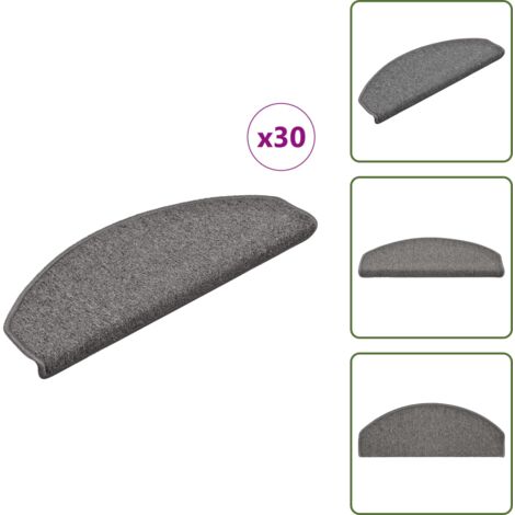 The Living Store Tappetini per scale 30 pz 65x24x4 cm Grigio scuro Semicircolari Grandi - Tappetini antiscivolo
