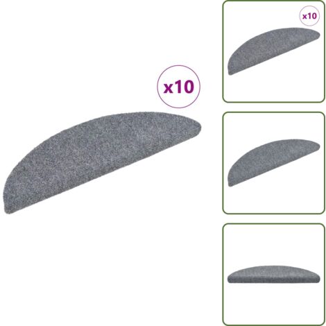 The Living Store Tappetini per Scale Adesivi 10 pz 56x17x3 cm Grigio Chiaro - Tappetini antiscivolo