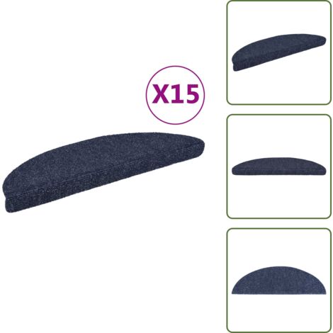 The Living Store Tappetini per scale autoadesivi 15 pz 56x17x3 cm blu semicircolari - Tappeti autoadesivi