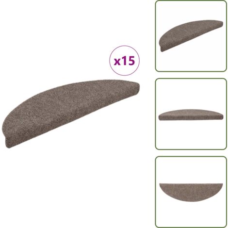 The Living Store Tappetini per scale autoadesivi 15 pz 65x21x4 cm beige semicircolari grandi - Tappeti autoadesivi