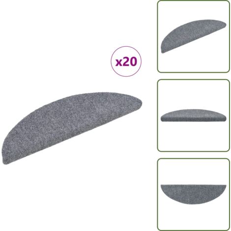 The Living Store Tappetini per scale autoadesivi 20 pz 56x17x3 cm Grigio chiaro semicircolari - Tappeti autoadesivi
