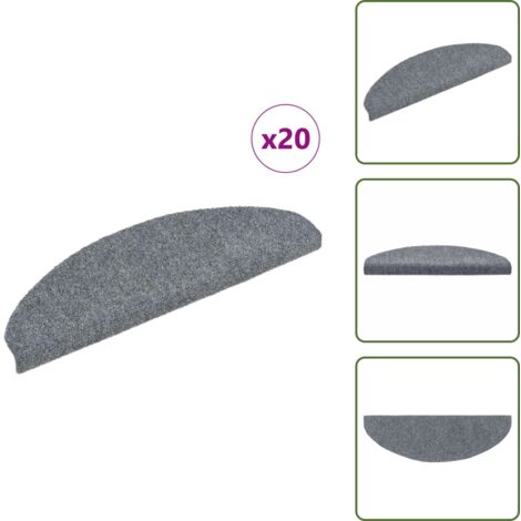 The Living Store Tappetini per scale autoadesivi 20 pz 65x21x4 cm Grigio chiaro Semicircolari Grandi - Tappeti autoadesivi