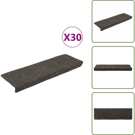 The Living Store Tappetini per scale autoadesivi 30 pz 65x21x4 cm Antracite Bordo rettangolare - Tappeti autoadesivi