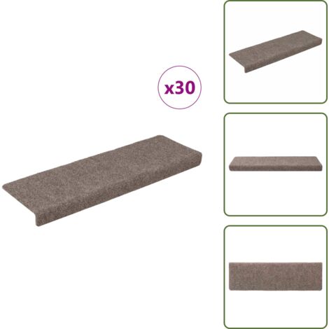 The Living Store Tappetini per scale autoadesivi 30 pz 65x21x4 cm beige bordo rettangolare - Tappeti autoadesivi