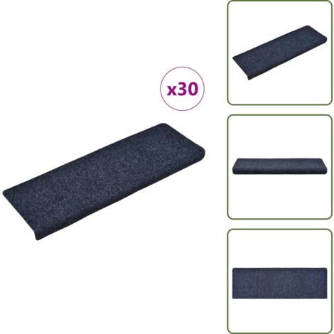 The Living Store Tappetini per scale autoadesivi 30 pz 65x21x4 cm blu bordo rettangolare - Tappeti autoadesivi