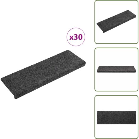 The Living Store Tappetini per scale autoadesivi 30 pz 65x21x4 cm Grigio Scuro bordo rettangolare - Tappetino antiscivolo