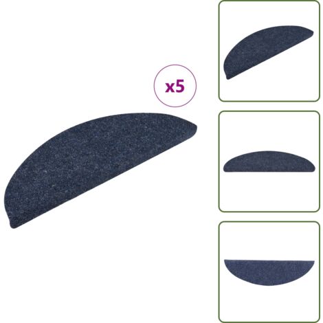 The Living Store Tappetini per scale autoadesivi 5 pz 56x17x3 cm blu semicircolari - Tappeti autoadesivi