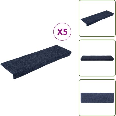 The Living Store Tappetini per scale autoadesivi 5 pz 65x21x4 cm Antracite Bordo rettangolare - Tappeti autoadesivi