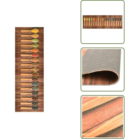 The Living Store Tappetino da Cucina Lavabile Cucchiai 60x180 cm - Tappetino lavabile