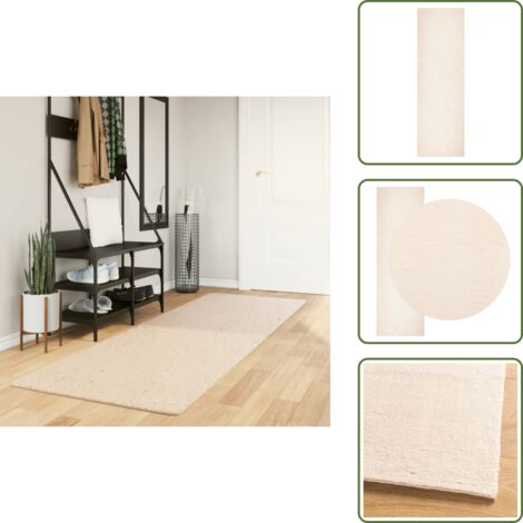 The Living Store Tappeto a Pelo Corto HUARTE Morbido e Lavabile Beige 80x250 cm - Tappeto antiscivolo