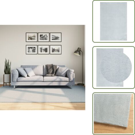 The Living Store Tappeto a Pelo Corto HUARTE Morbido e Lavabile Blu 160x230 cm - Tappeto antiscivolo