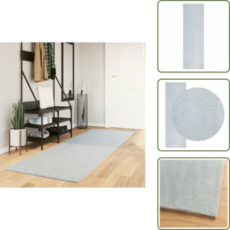 The Living Store Tappeto a Pelo Corto HUARTE Morbido e Lavabile Blu 80x250 cm - Tappeto antiscivolo