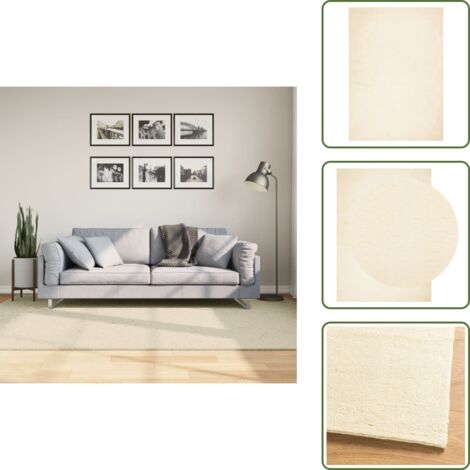 The Living Store Tappeto a Pelo Corto HUARTE Morbido e Lavabile Crema 160x230 cm - Tappeto lavabile