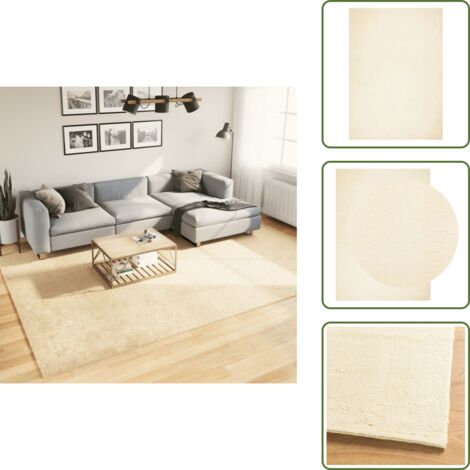 The Living Store Tappeto a Pelo Corto HUARTE Morbido e Lavabile Crema 240x340 cm - Tappeto lavabile