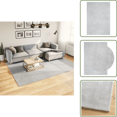 The Living Store Tappeto a Pelo Corto HUARTE Morbido e Lavabile Grigio 200x280cm - Tappeto antiscivolo