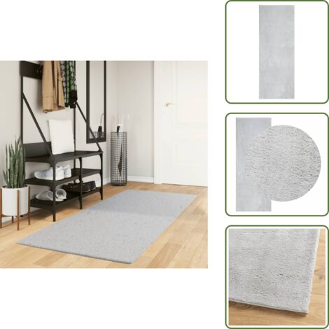 The Living Store Tappeto a Pelo Corto HUARTE Morbido e Lavabile Grigio 80x200 cm - Tappeto antiscivolo