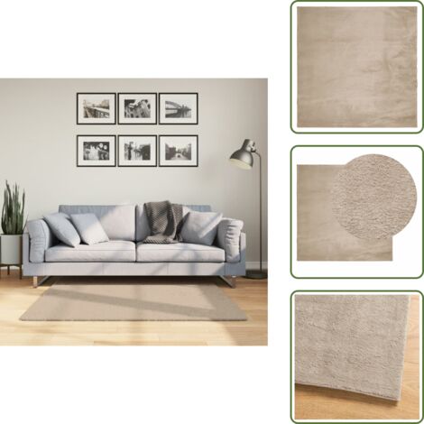 The Living Store Tappeto a Pelo Corto HUARTE Morbido e Lavabile Sabbia 120x120cm - Tappeto lavabile