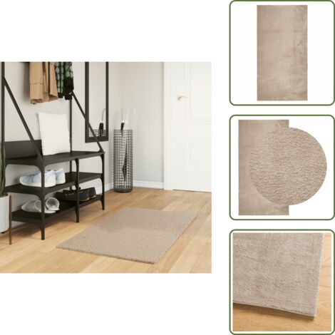 The Living Store Tappeto a Pelo Corto HUARTE Morbido e Lavabile Sabbia 60x110 cm - Tappeto lavabile