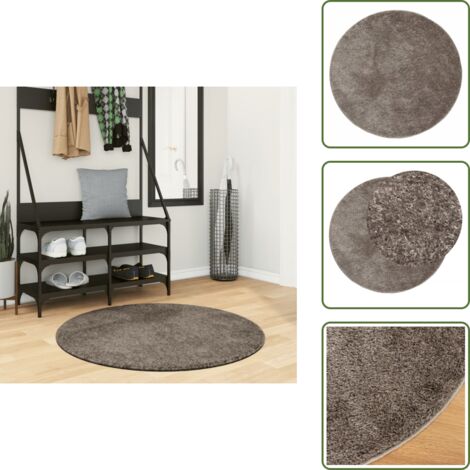 The Living Store Tappeto a Pelo Lucido Lungo ISTAN Effetto Grigio Ø 100 cm - Tappeto sintetico