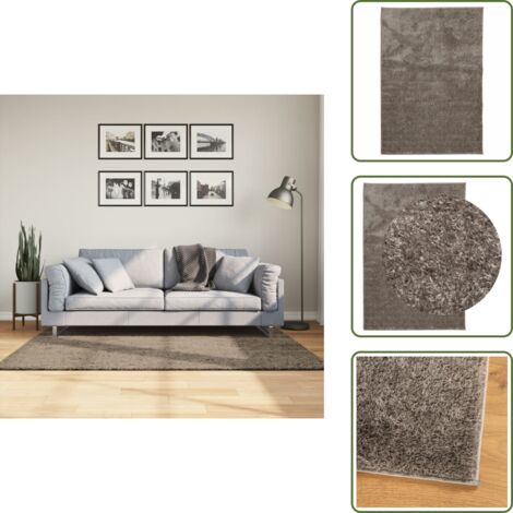 The Living Store Tappeto a Pelo Lucido Lungo ISTAN Effetto Grigio 120x170 cm - Tappeto lucido