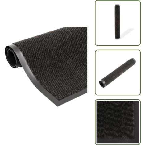 The Living Store Tappeto Antipolvere Trapuntato Rettangolare 80x120cm Nero - Tappeto antiscivolo