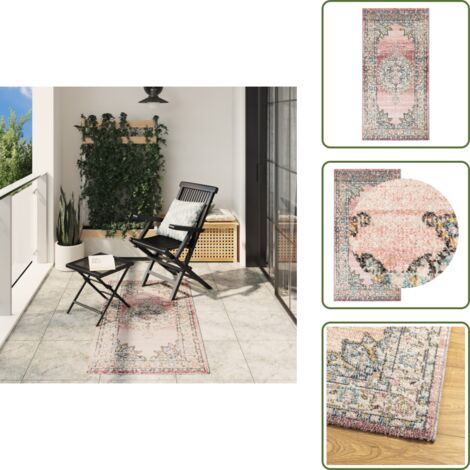 The Living Store Tappeto ARBIZU Interni e Esterni Design Vintage 80x150 cm - Tappeto interno e esterno