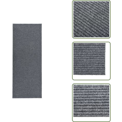 The Living Store Tappeto Corsia Acchiappa Polvere 100x300 cm Grigio - Tappeto antipolvere