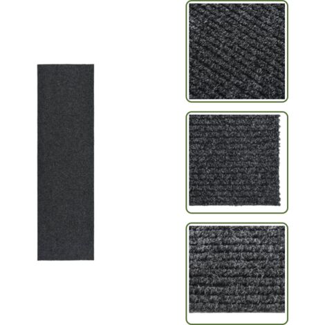 The Living Store Tappeto Corsia Acchiappa Polvere 100x350 cm Antracite - Tappeto antipolvere