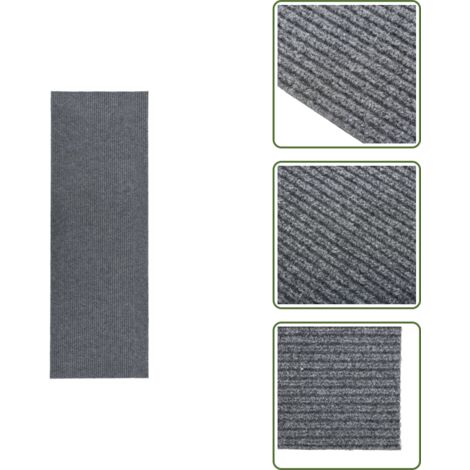The Living Store Tappeto Corsia Acchiappa Polvere 100x350 cm Grigio - Tappeto antipolvere