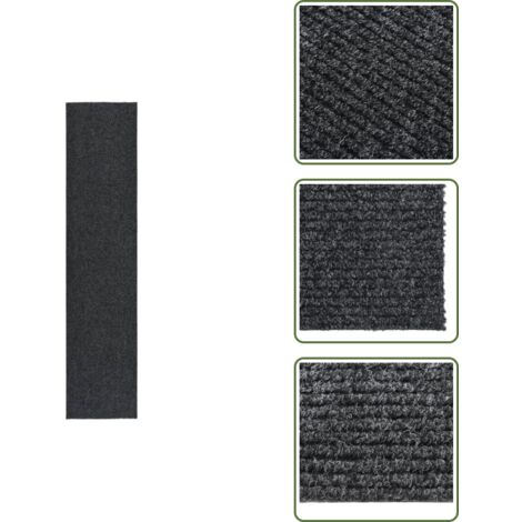 The Living Store Tappeto Corsia Acchiappa Polvere 100x450 cm Antracite - Tappeto antipolvere