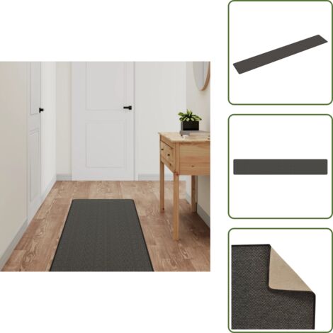 The Living Store Tappeto Corsia Aspetto Sisal Antracite 50x300 cm - Tappeto ingresso