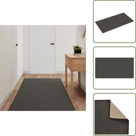 The Living Store Tappeto Corsia Aspetto Sisal Antracite 80x150 cm - Tappeto ingresso
