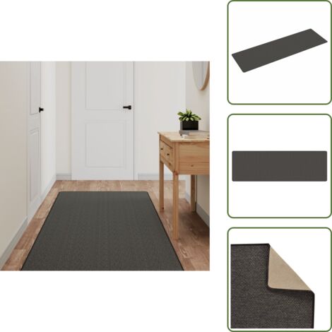 The Living Store Tappeto Corsia Aspetto Sisal Antracite 80x250 cm - Tappeto ingresso