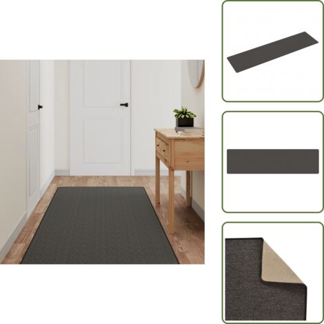 The Living Store Tappeto Corsia Aspetto Sisal Antracite 80x300 cm - Tappeto ingresso