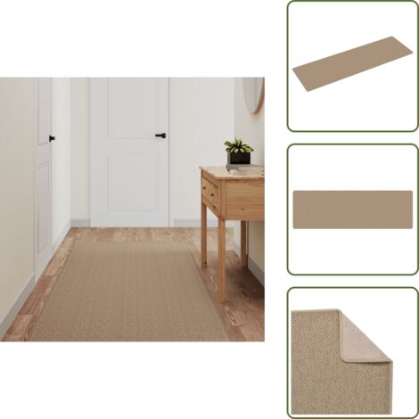 The Living Store Tappeto Corsia Aspetto Sisal Sabbia 80x250 cm - Tappeto da ingresso