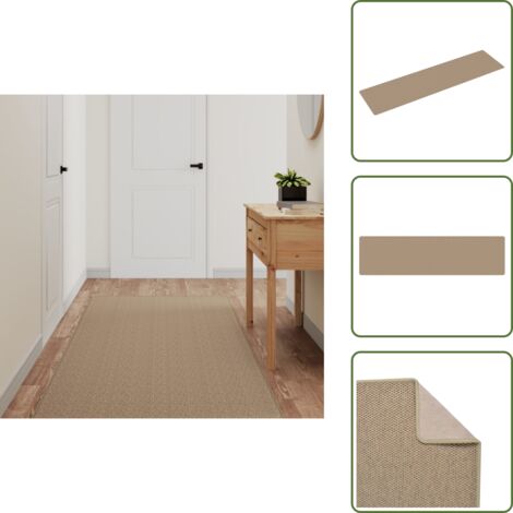 The Living Store Tappeto Corsia Aspetto Sisal Sabbia 80x300 cm - Tappeto ingresso